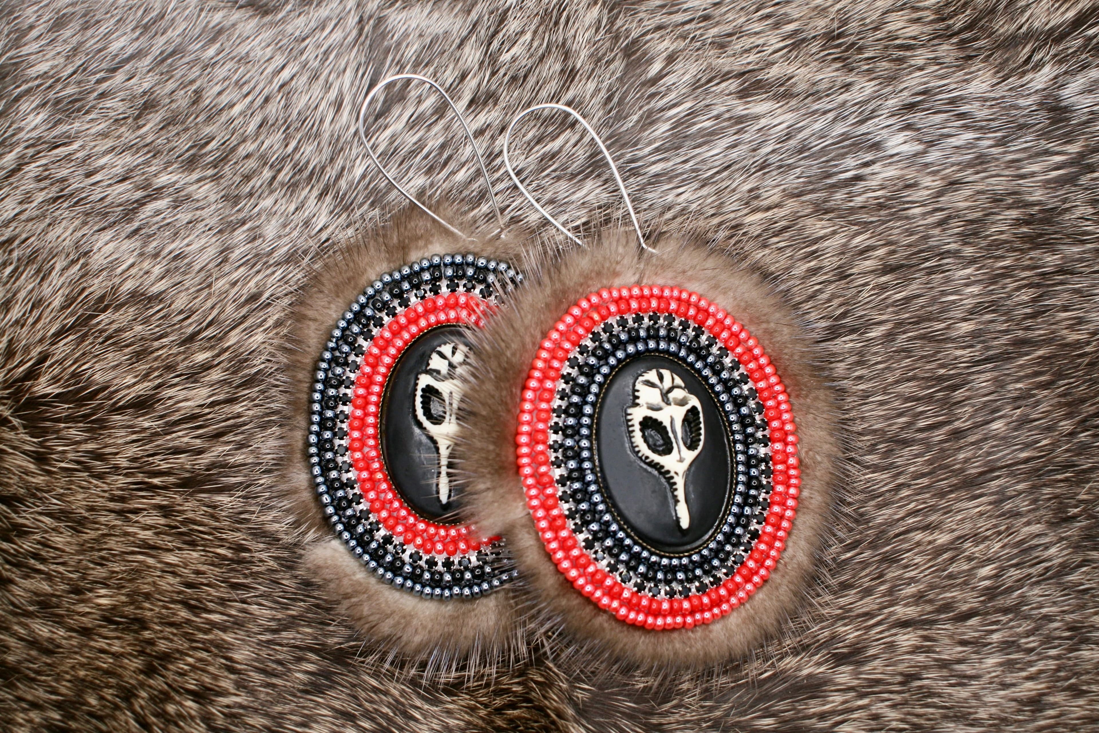 Otter Fur Beaded Earrings