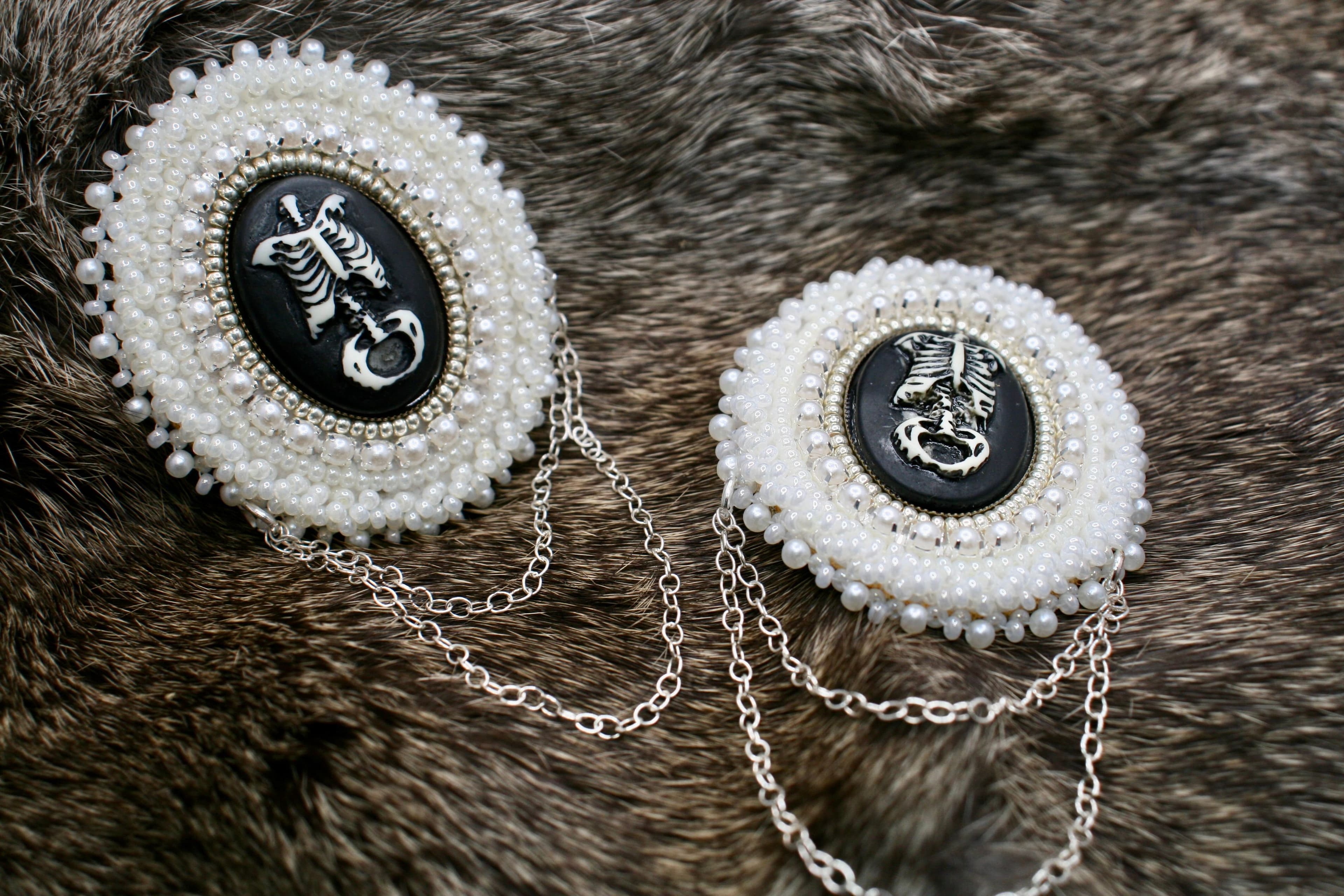 Skeleton Bodice Beaded Earrings