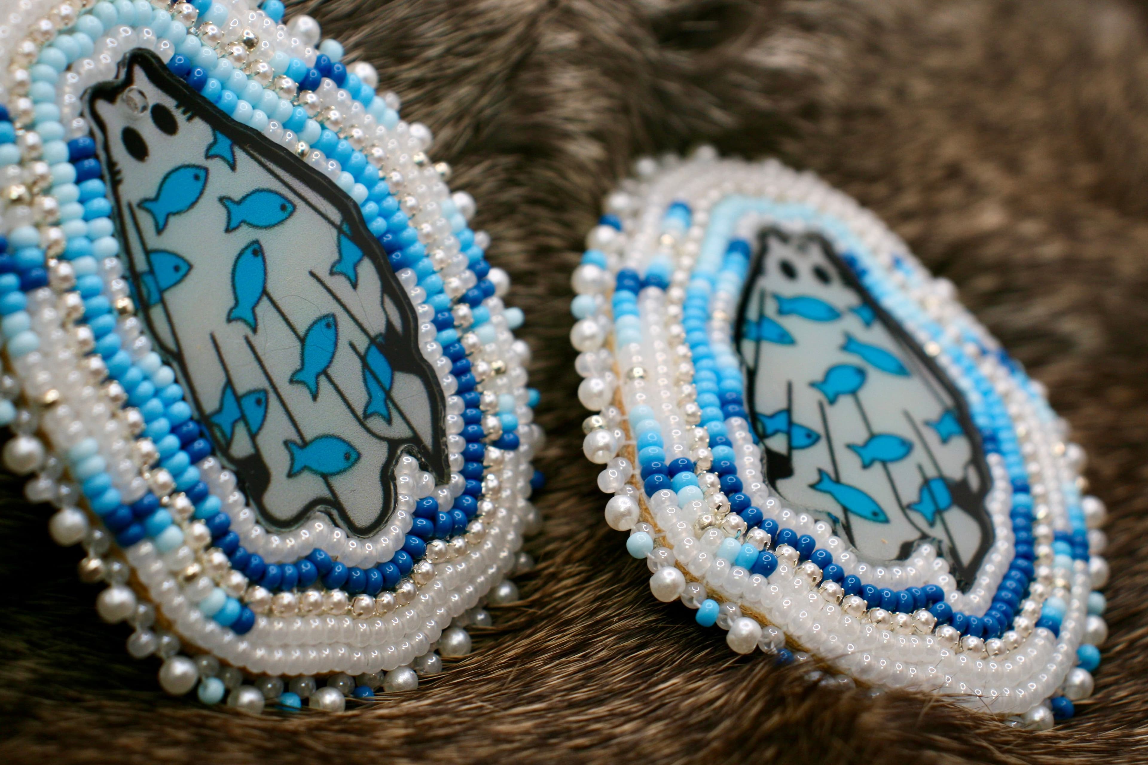 Cat Ghost Beaded Earrings